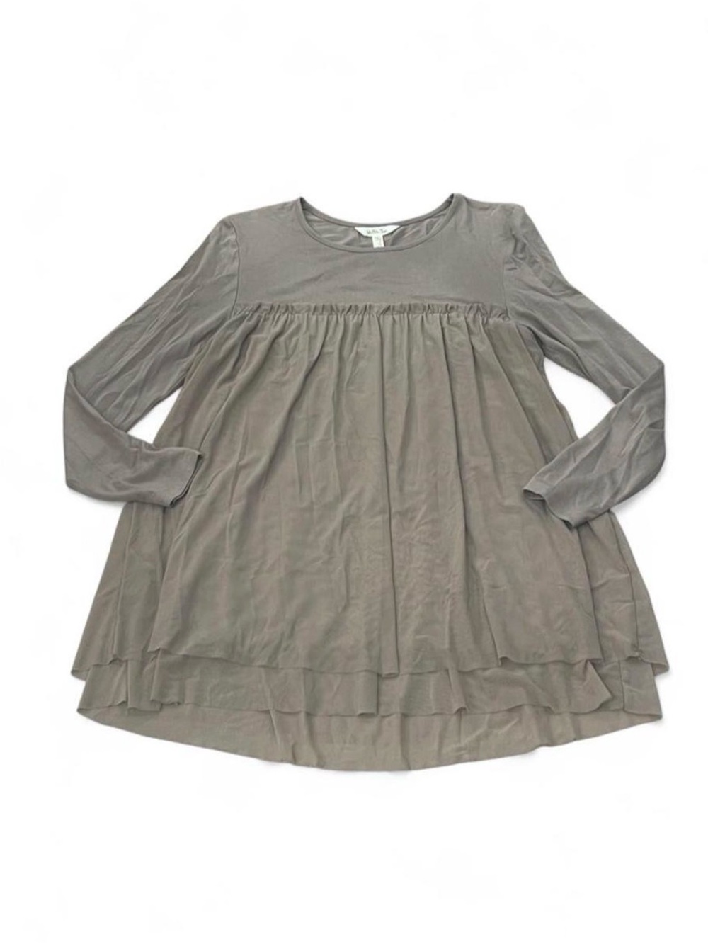 Matilda Jane Taupe Babydoll Tunic Top Size Small Flowy Boho Feminine Neutral